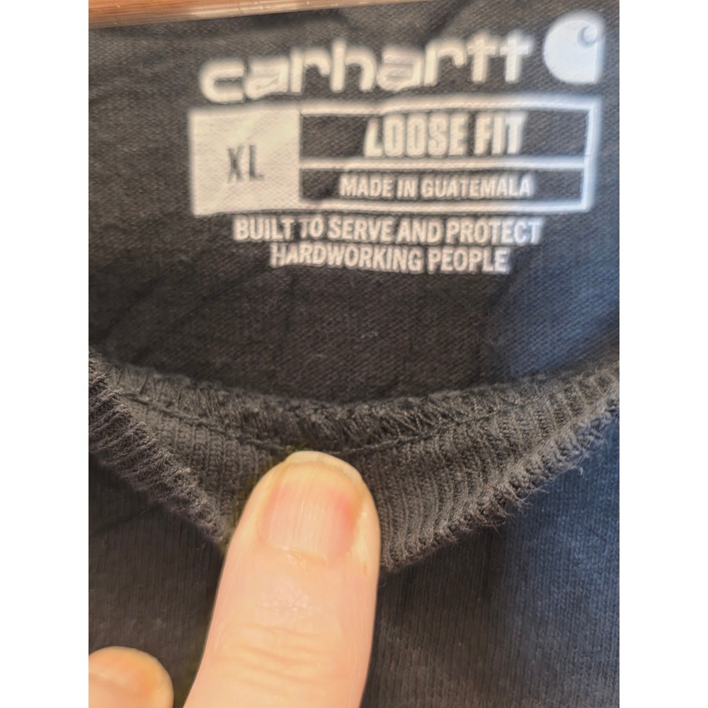 Carhartt Mens Loose Fit Long Sleeve Pocket T-Shirt Black XL K126 BLK Distressed - Picture 2 of 13